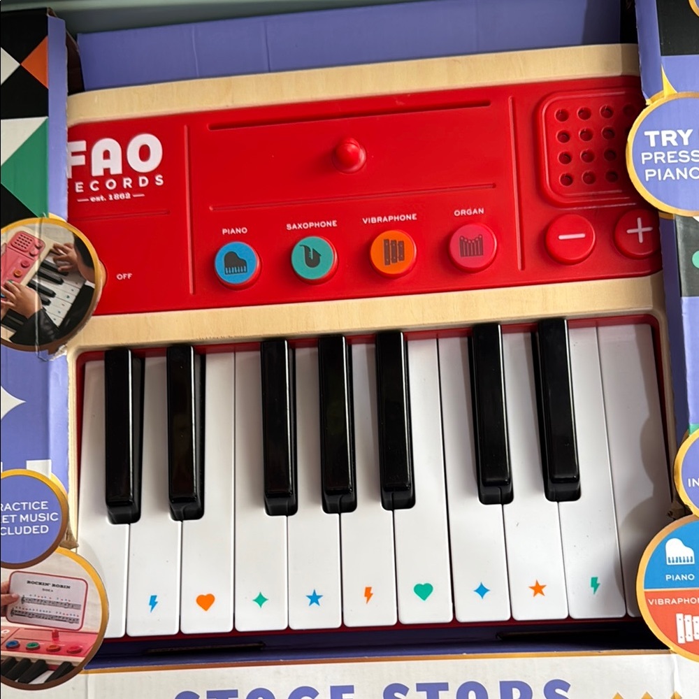 FAO Schwarz Red and Black Kids Toy Piano